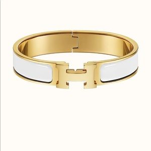 Hermès H Clic Clak bracelet chic white + gold